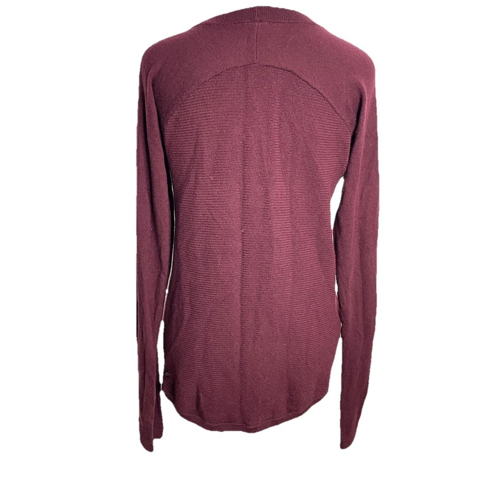 LULULEMON Sit In Lotus Sweater Merino Wool Long Sleeve Wine Maroon Thumbhole 6 - Picture 2 of 5